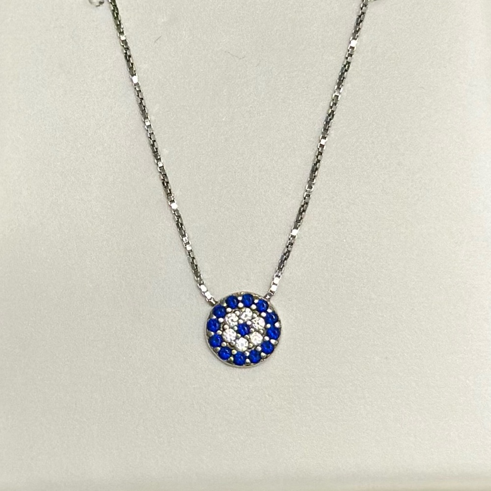 Petite Evil Eye necklace with sapphires and diamonds